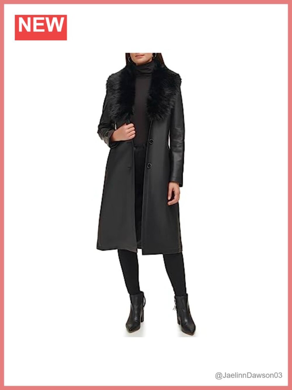 Faux Leather Fur Belted Trench Coat